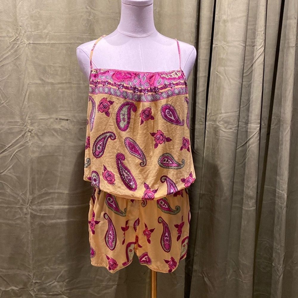 Daslu 100% silk Paisley Print romper, M